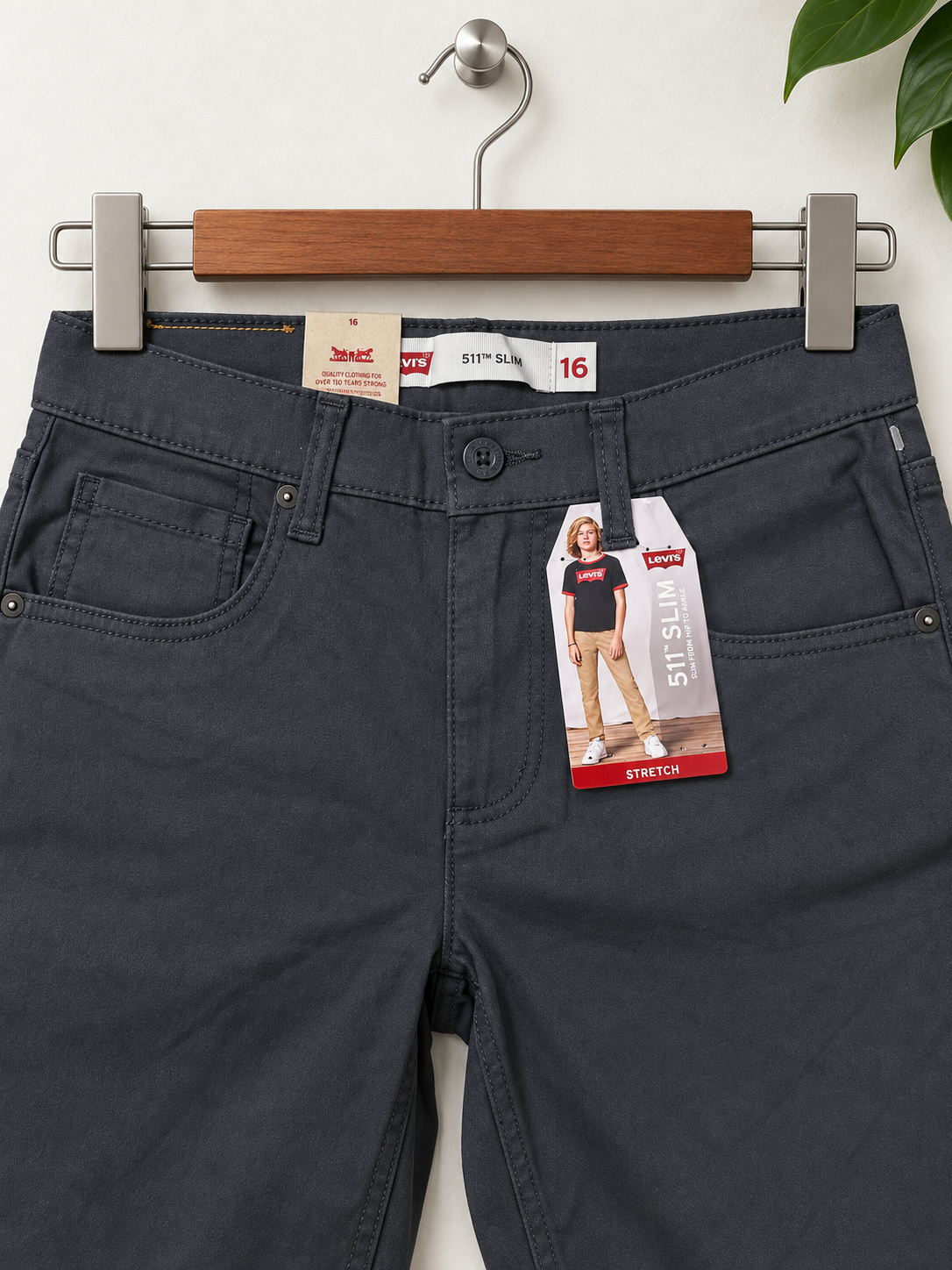 Men’s/Boys Levi's 511™ Slim Fit Charcoal Grey Stretch Chino Pants