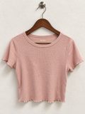 Old Navy Waffle Knit Lettuce Hem Crop Top/Tee - Size L