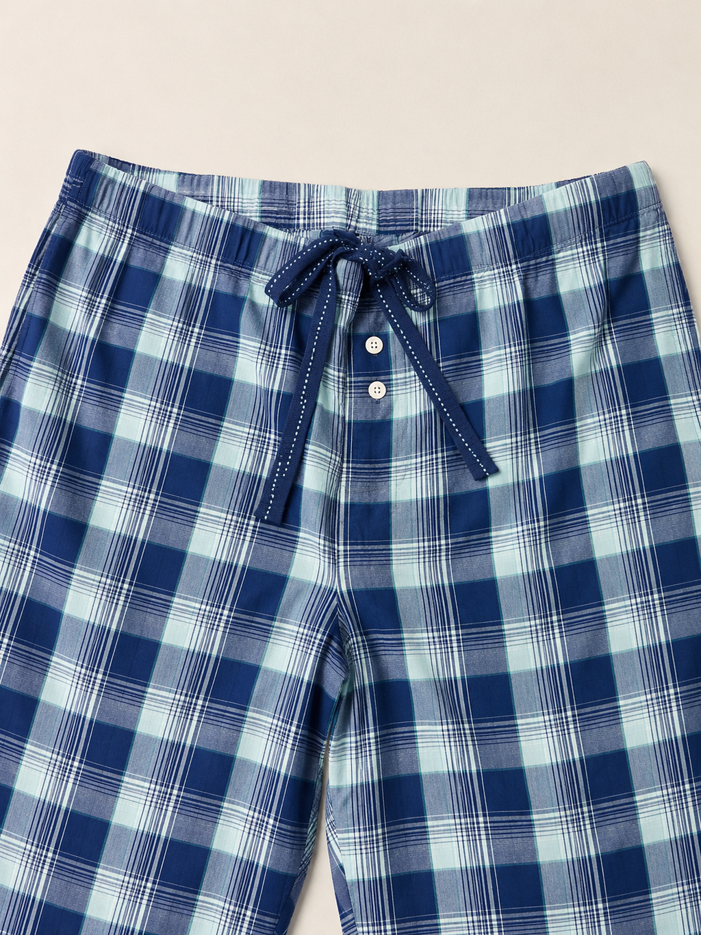 Men's Blue & Teal Plaid Cotton Trouser