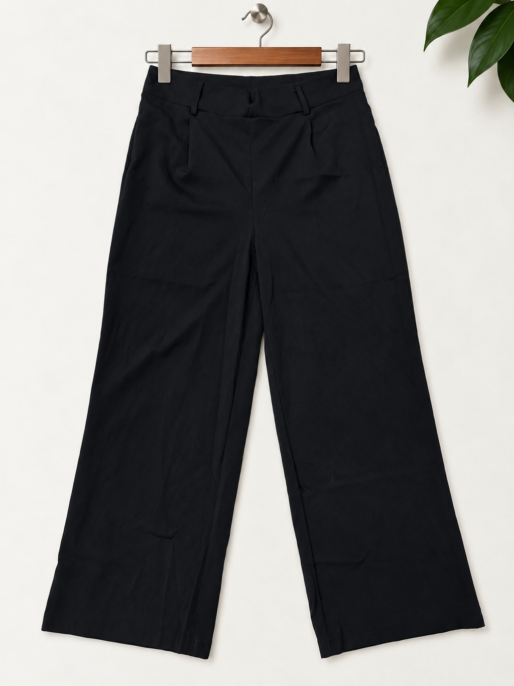 Women’s Black Wide Leg Poly Pants