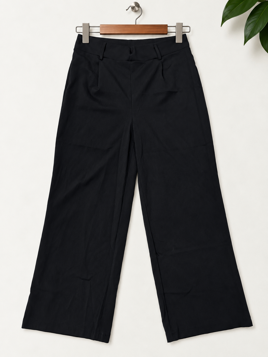 Women’s Black Wide Leg Poly Pants