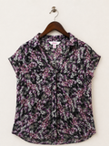 Candie's Women's Purple & Black Floral Button-Down Top – Size XL