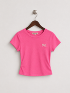 Bailey Rose Women's Pink Bow Embroidered Crop Top– Size Large
