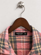SHEIN CURVE Women's Pink Plaid Cropped Button-Down Top– Size 0XL