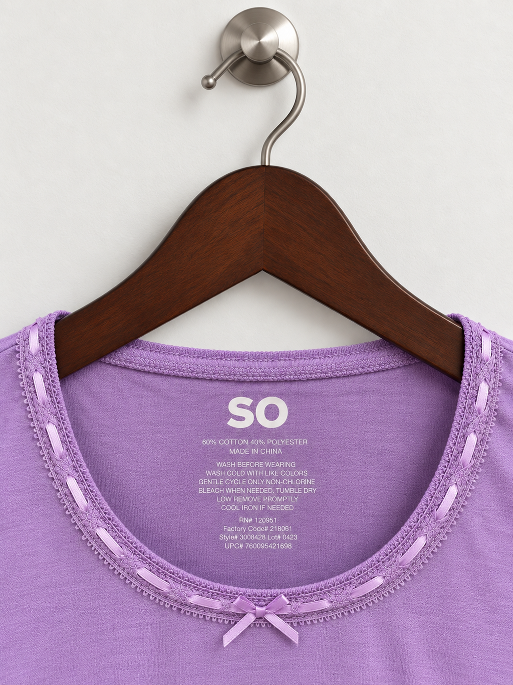 SO Women's Lavender Purple Lace & Ribbon Trim Crop Top