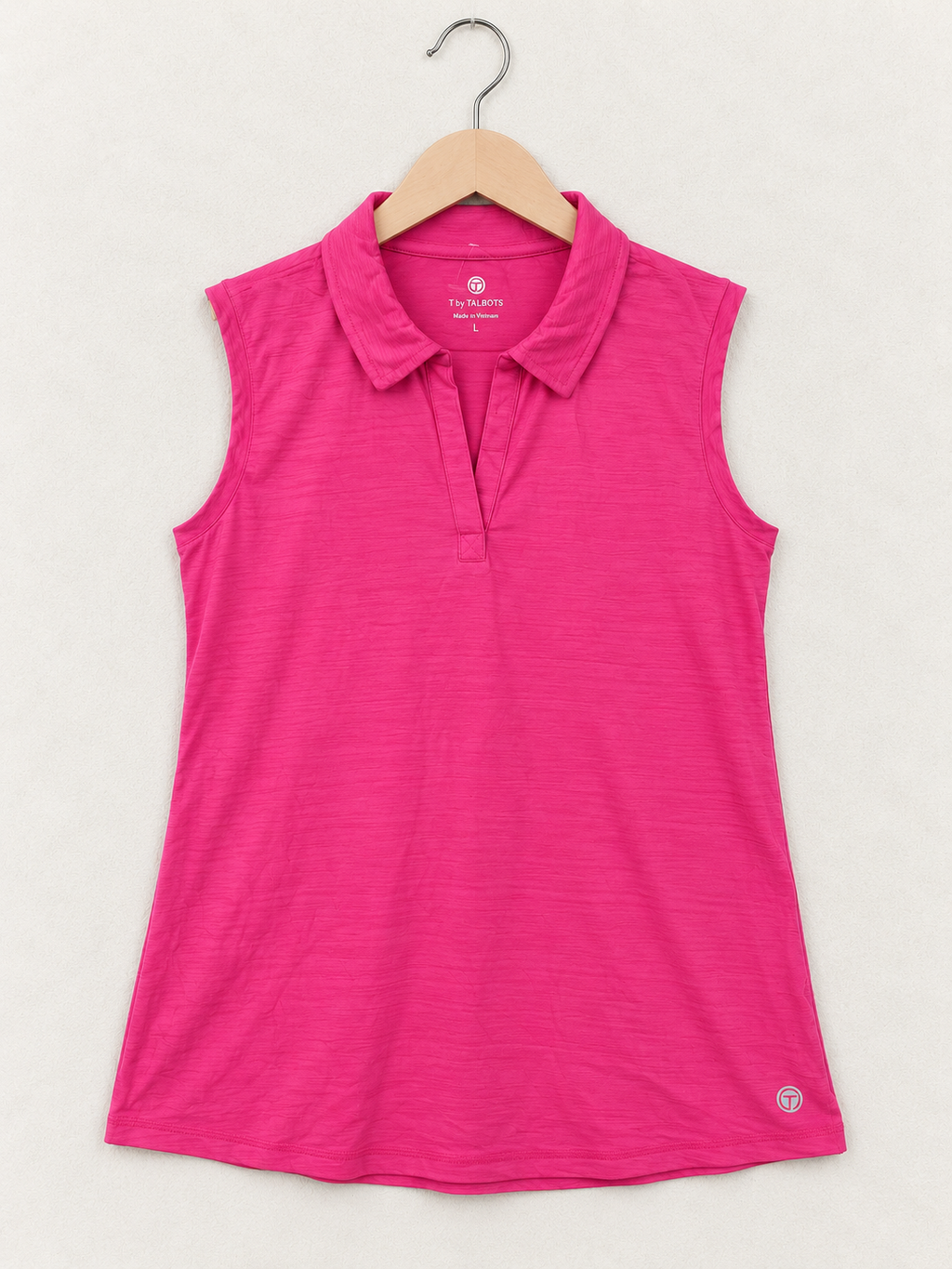 T by Talbots Women's Hot Pink Sleeveless Polo Top - Size L