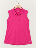 T by Talbots Women's Hot Pink Sleeveless Polo Top - Size L