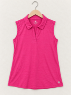 T by Talbots Women's Hot Pink Sleeveless Polo Top - Size L