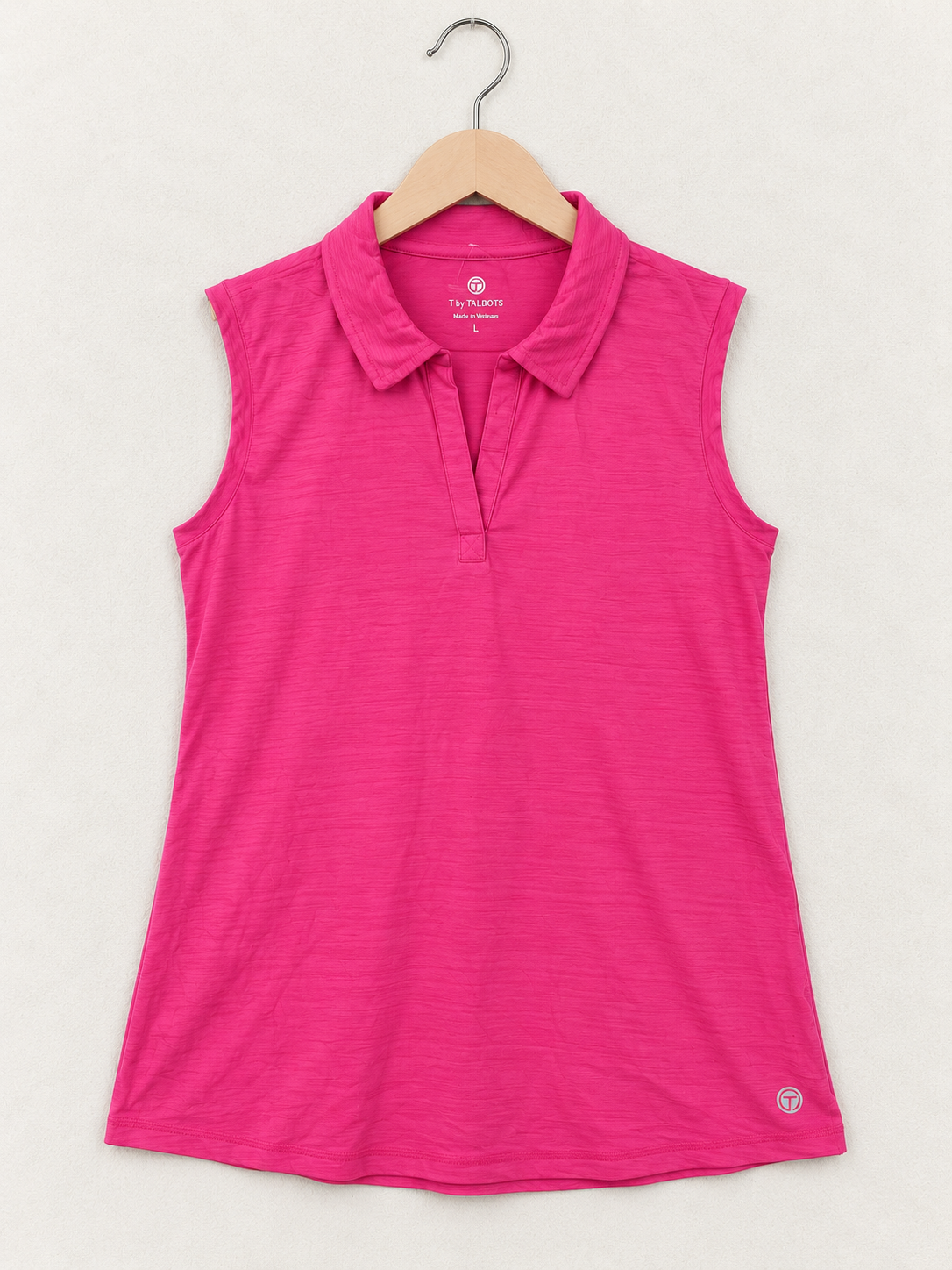 T by Talbots Women's Hot Pink Sleeveless Polo Top - Size L