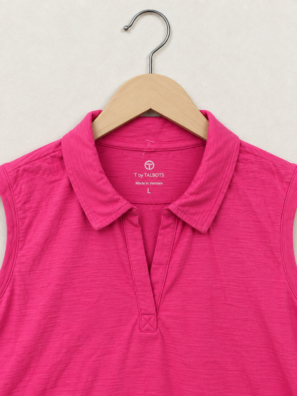 T by Talbots Women's Hot Pink Sleeveless Polo Top - Size L