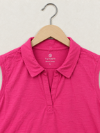 T by Talbots Women's Hot Pink Sleeveless Polo Top - Size L