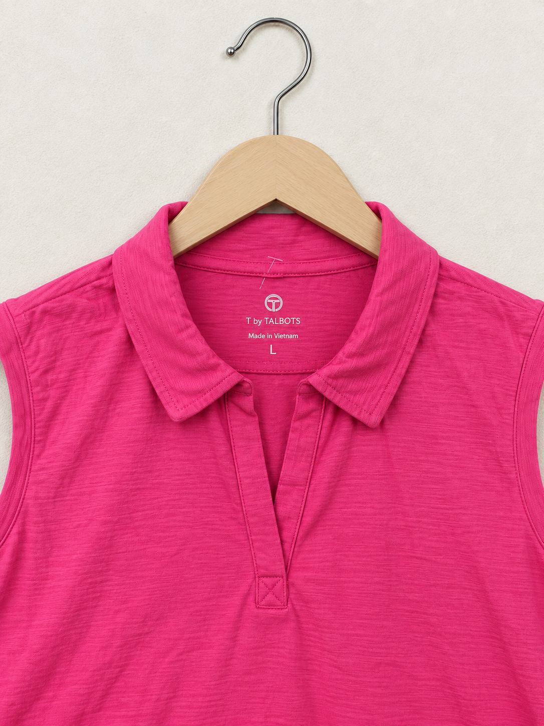 T by Talbots Women's Hot Pink Sleeveless Polo Top - Size L