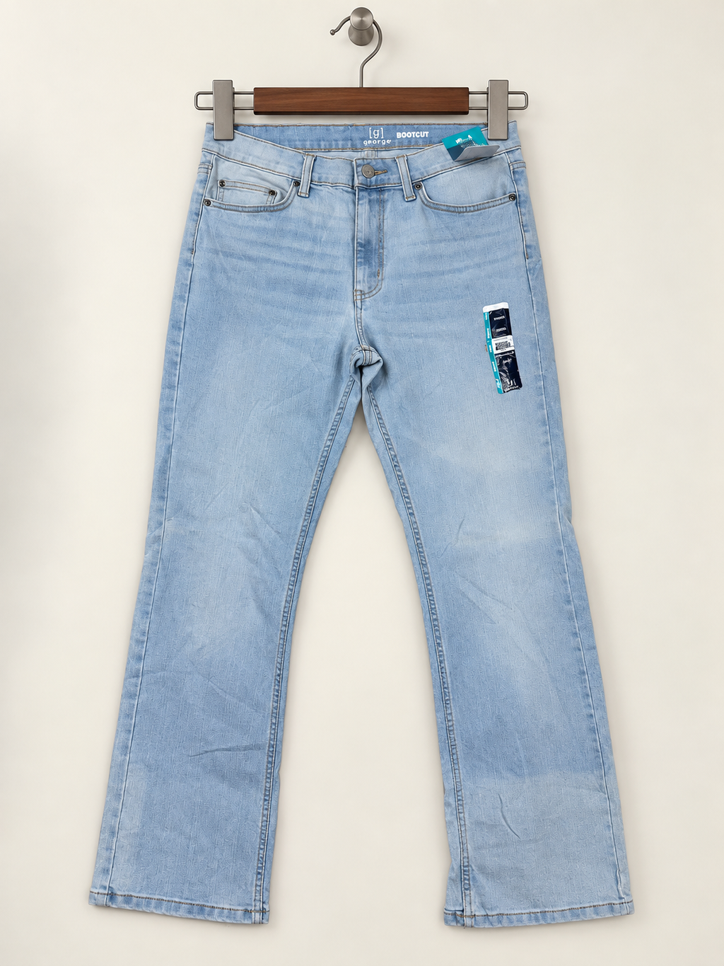 George Men's Light Wash Bootcut Denim Jeans - W34 L41 (NWT)