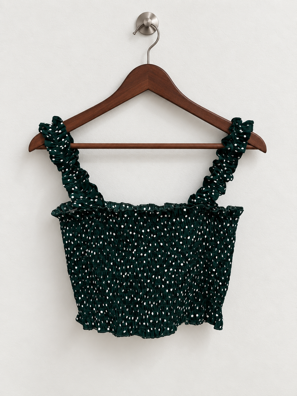 SHEIN Women's Polka Dot Smocked Crop Top - Size Medium