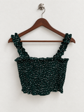 SHEIN Women's Polka Dot Smocked Crop Top - Size Medium