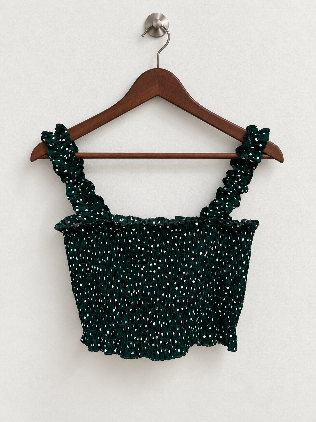 SHEIN Women's Polka Dot Smocked Crop Top - Size Medium