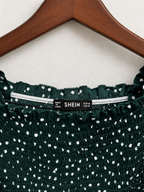 SHEIN Women's Polka Dot Smocked Crop Top - Size Medium