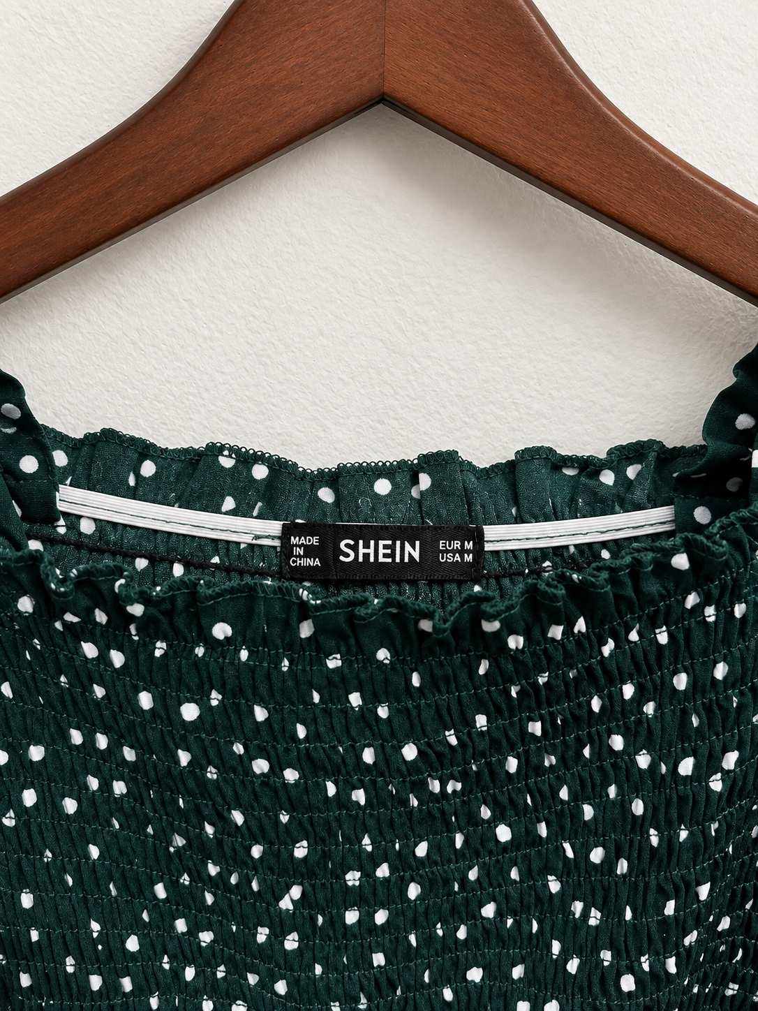 SHEIN Women's Polka Dot Smocked Crop Top - Size Medium