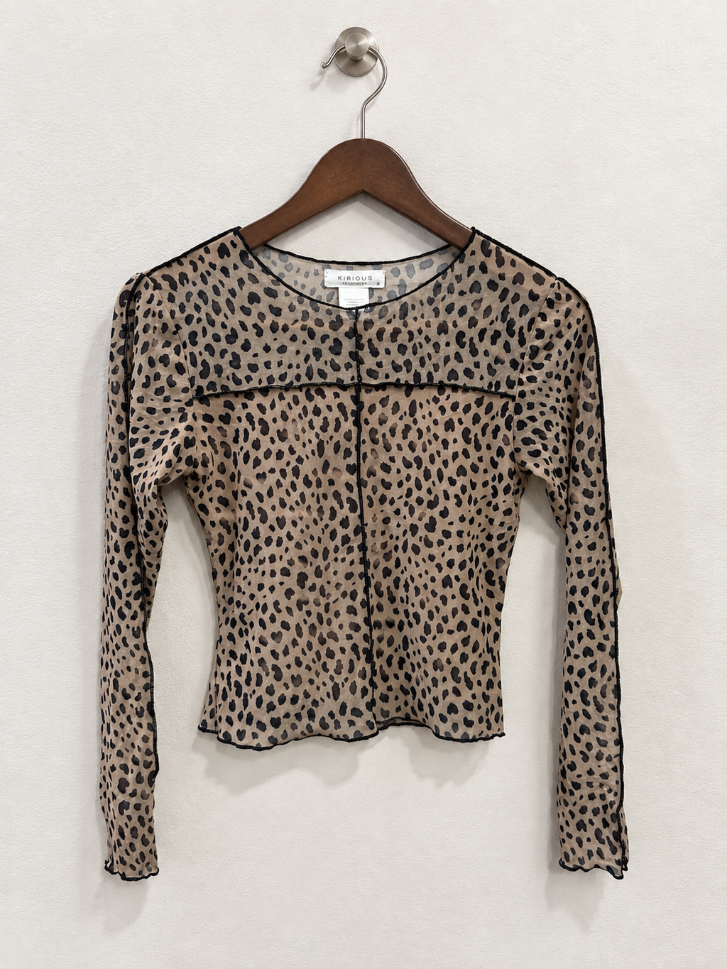 Kirious Los Angeles Sheer Mesh Leopard Print Long Sleeve Top