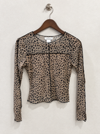 Kirious Los Angeles Sheer Mesh Leopard Print Long Sleeve Top