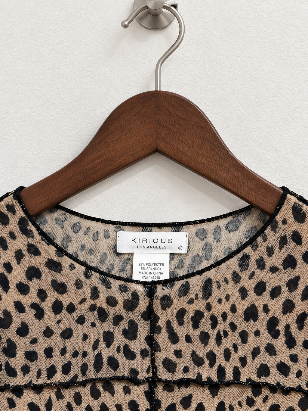 Kirious Los Angeles Sheer Mesh Leopard Print Long Sleeve Top