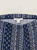 “Full Tilt” Navy Boho Print Elastic Waist Flare Pants