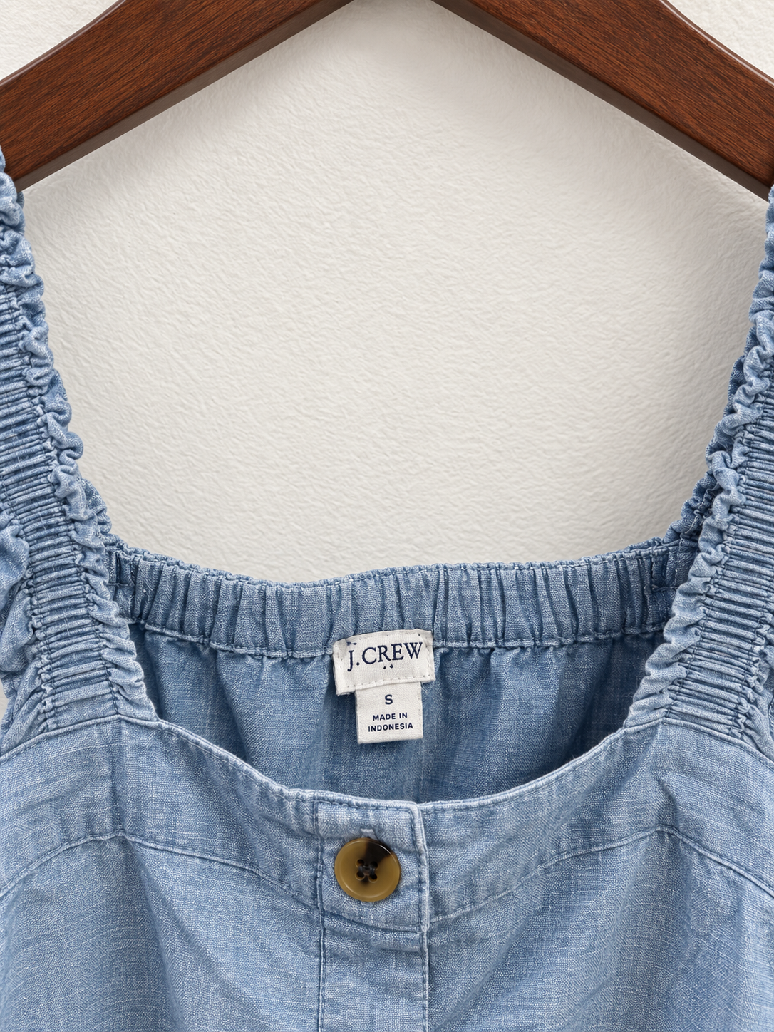 J.Crew Light Wash Ruffle Strap Button-Front Tank Top - Size S