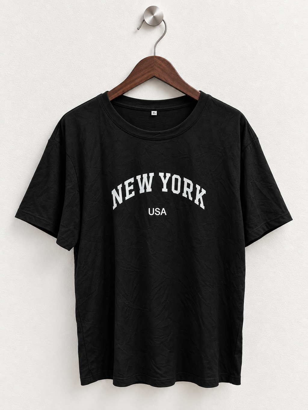 Black "NEW YORK USA" Print Short Sleeve T-Shirt - Size XL