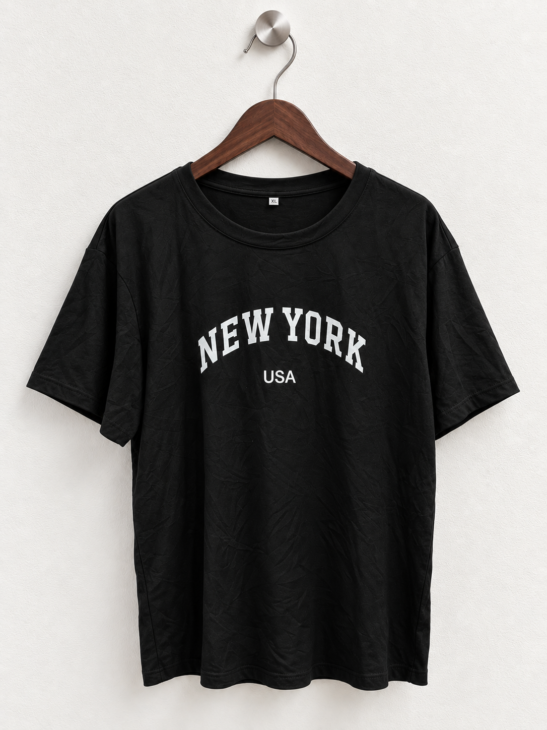 Black "NEW YORK USA" Print Short Sleeve T-Shirt - Size XL