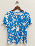 Women’s Blue Floral Print Crewneck T-Shirt - Size S