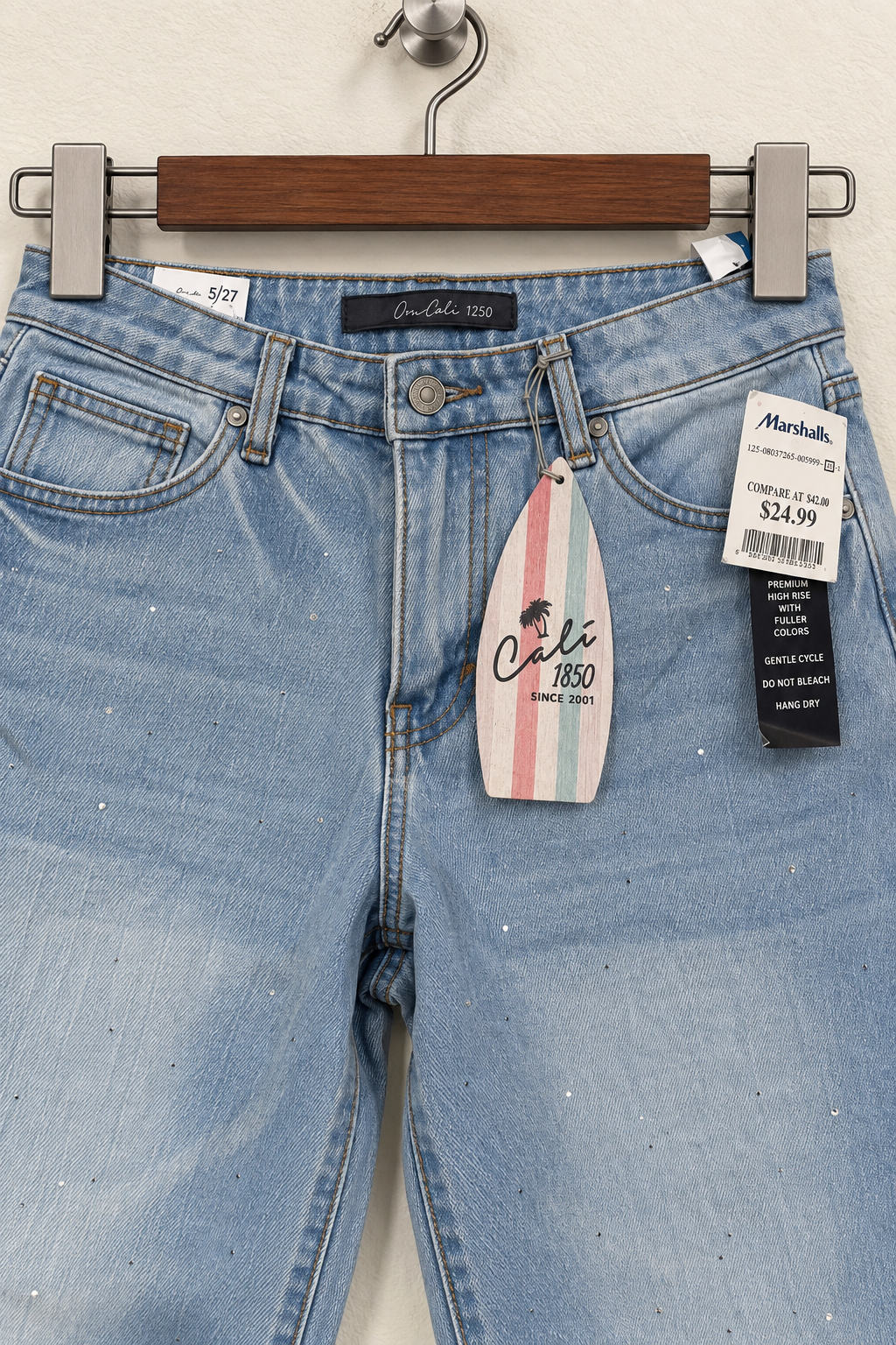 Cali 1850 Light Wash Rhinestone Embellished Jeans