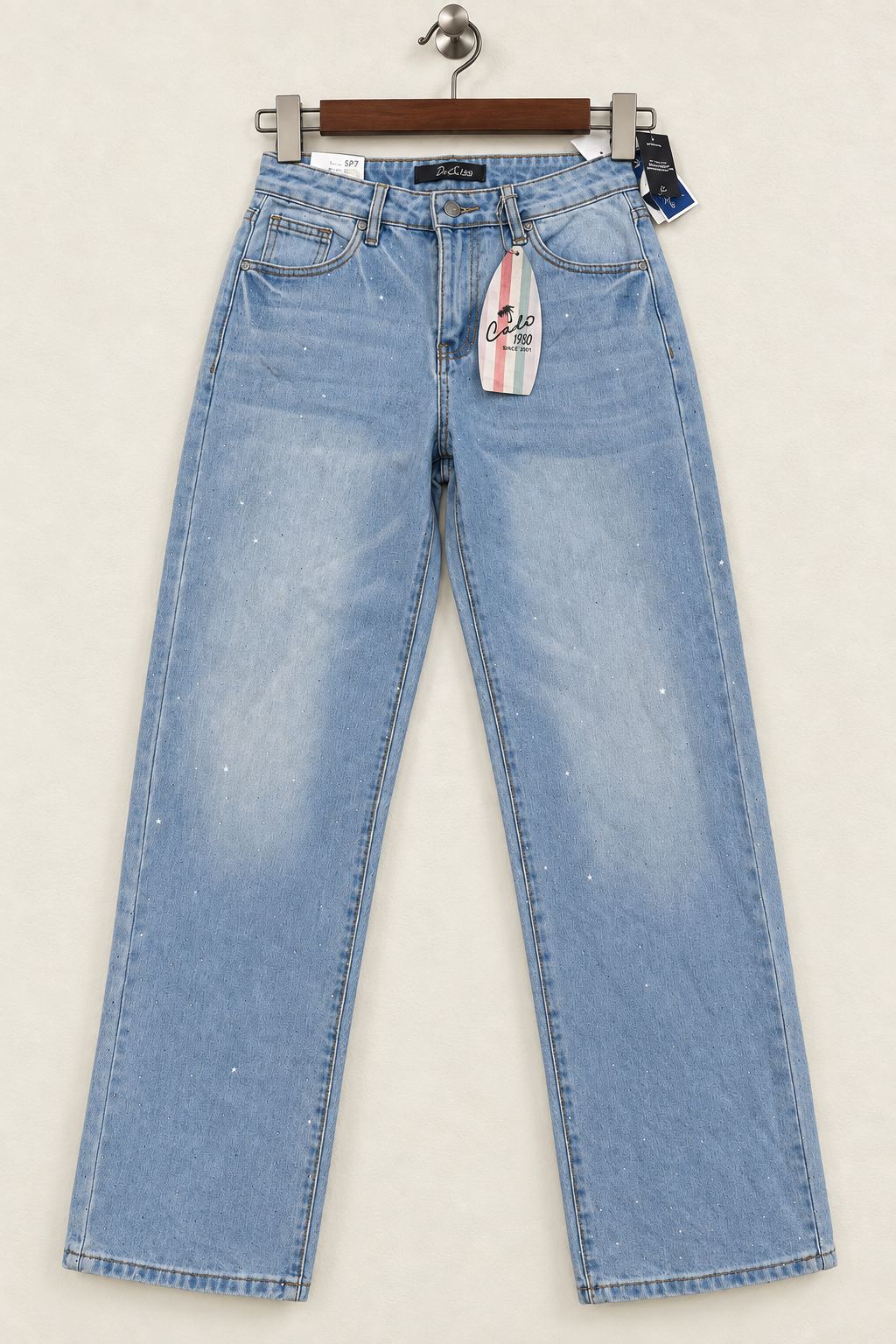 Cali 1850 Light Wash Rhinestone Embellished Jeans
