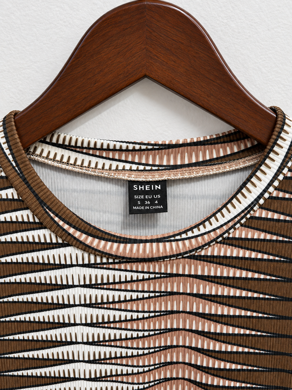 SHEIN Brown Striped Long Sleeve Crop Top - Size S