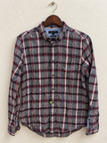 Tommy Hilfiger Men's Navy & Red Plaid Check Long Sleeve Casual Shirt Size - S