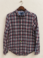 Tommy Hilfiger Men's Navy & Red Plaid Check Long Sleeve Casual Shirt Size - S
